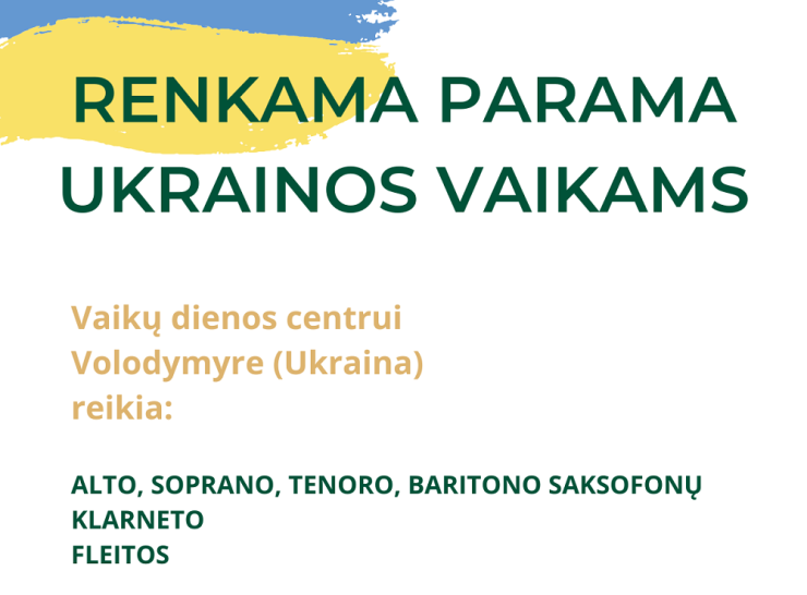 Renkami muzikos instrumentai vaikų dienos užimtumo centrui Ukrainoje