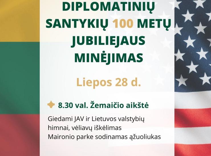 Kviečiame kartu minėti Lietuvos ir JAV diplomatinių santykių jubiliejų