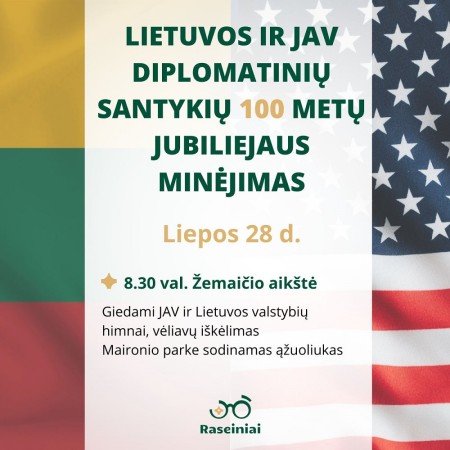 Kviečiame kartu minėti Lietuvos ir JAV diplomatinių santykių jubiliejų