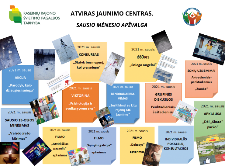 Raseinių rajono švietimo pagalbos tarnybos Atviras jaunimo centras. Sausio mėnesio apžvalga