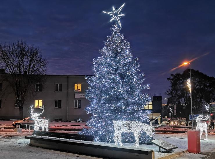 Raseiniuose įžiebta Kalėdų eglė nušvito tūkstančiais lempučių