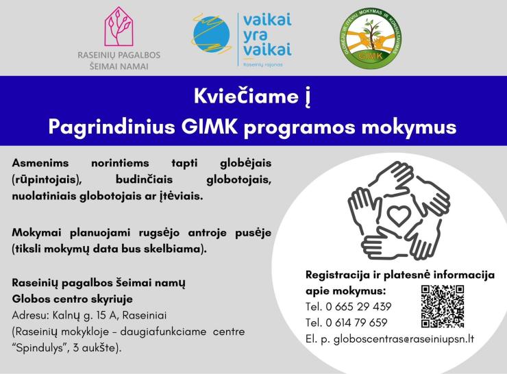 Raseiniuose vyks GIMK programos mokymai globėjams ir įtėviams