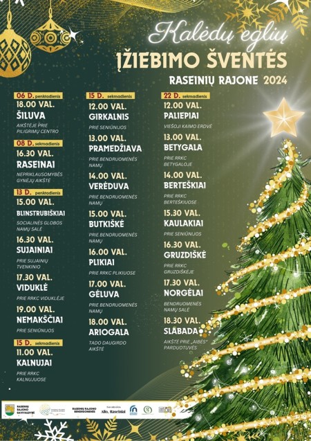 Kalėdų eglių įžiebimo šventės Raseinių rajone