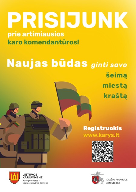 Lietuvos piliečiai kviečiami registruotis prie karo komendantūrų
