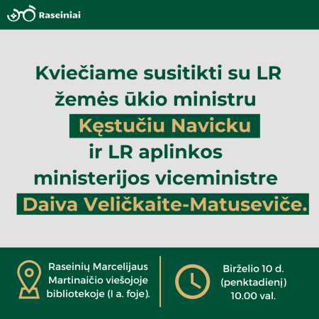 Kviečiame dalyvauti susitikime su LR žemės ūkio ministru