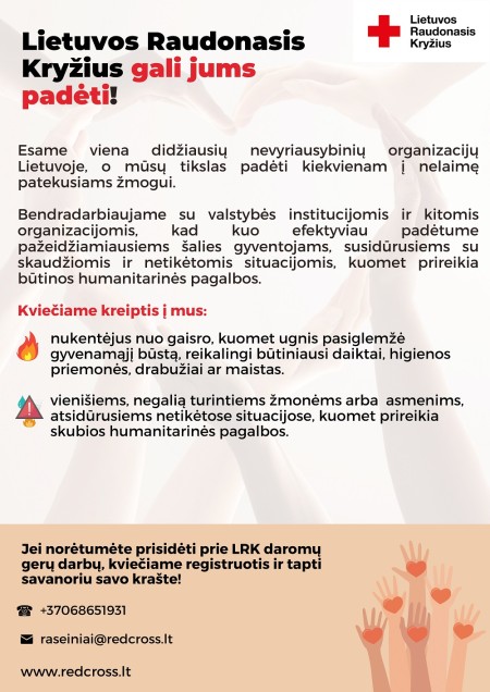 Lietuvos Raudonasis Kryžius gali Jums padėti!