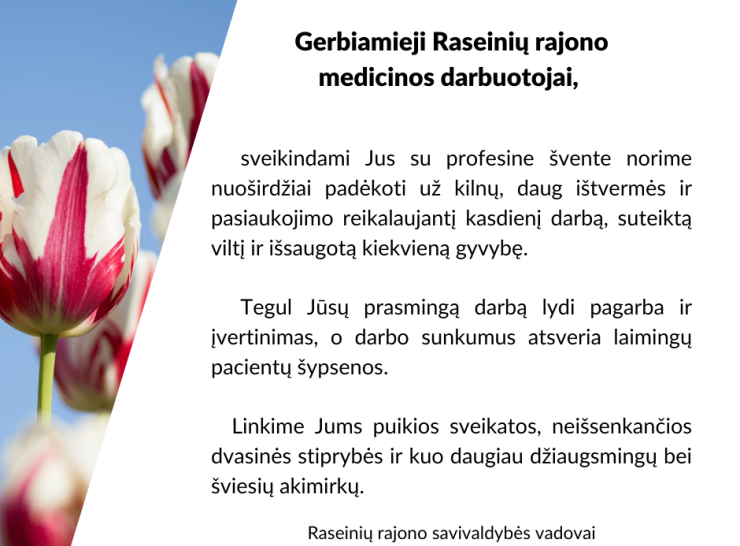 Sveikinimas Medicinos darbuotojų dienos proga 