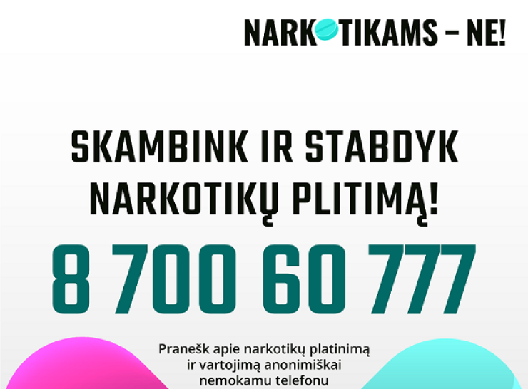 Jau veikia nemokama policijos pasitikėjimo linija „Narkotikams – NE“