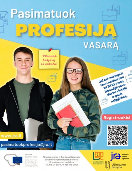 Kviečiame jaunimą vasarą išbandyti pasirinktą profesiją ir gauti darbo užmokestį