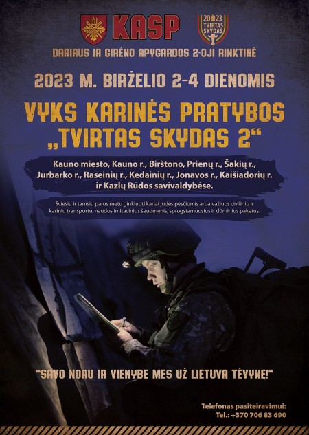 Krašto apsaugos savanorių pajėgų pratybos „Tvirtas skydas 2“ nekarinėse teritorijose