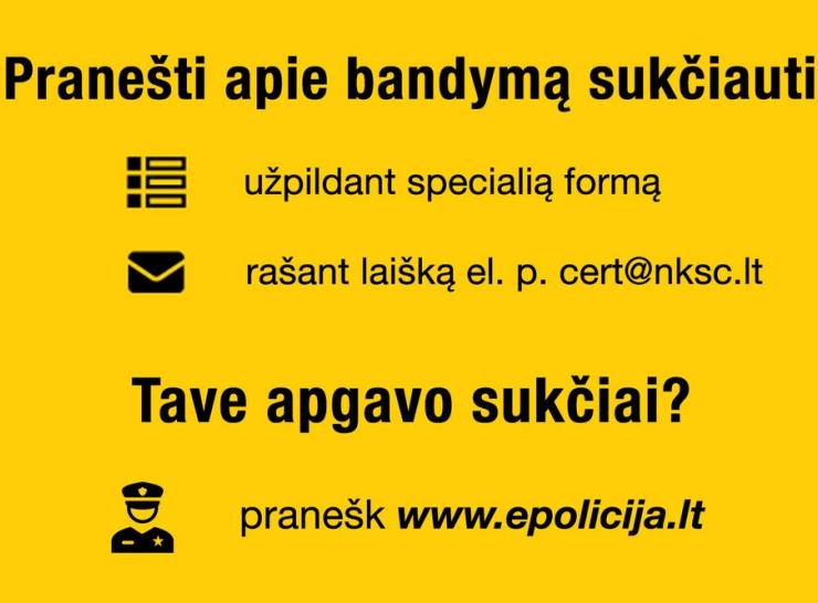 Praneškite apie bandymą sukčiauti