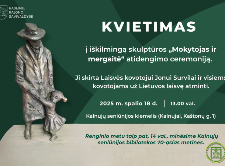 Kviečiame į skulptūros, skirtos kovotojams už Lietuvos laisvę, atidengimo ceremoniją