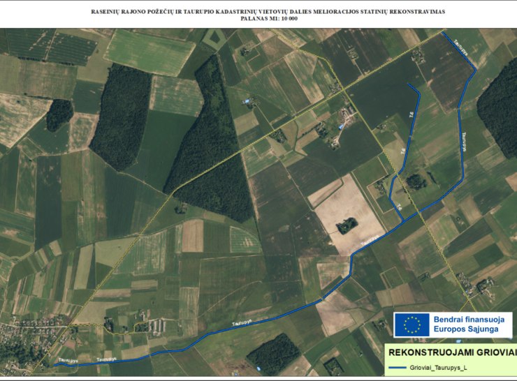 Įgyvendinamas projektas „Raseinių rajono Požečių ir Taurupio kadastrinių vietovių dalies melioracijos statinių rekonstravimas“