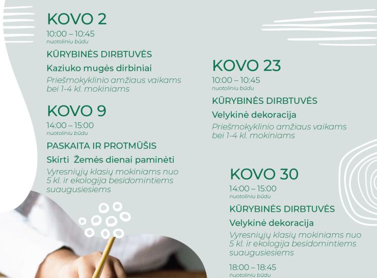 Nemokamų edukacijų ciklas kovo mėnesį